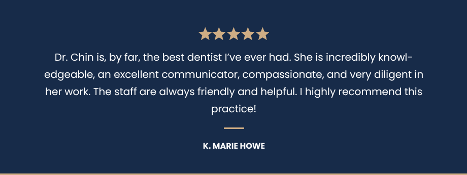 Five-star review for Dr. Chin, best dentist.