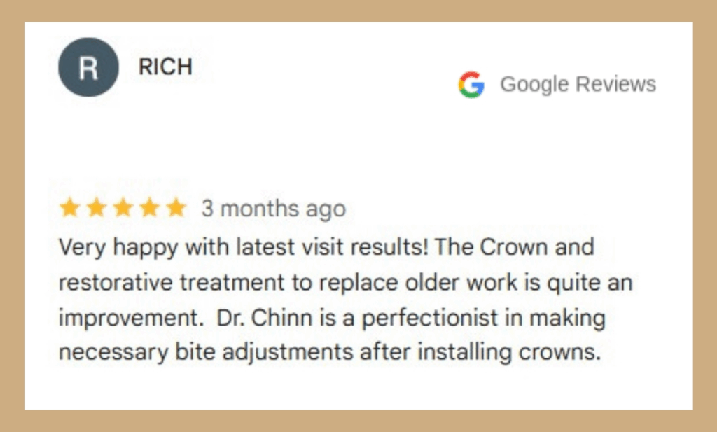 Dr. Chin gave a satisfied patient a new crown vs a dental bridge, and the result exceeded expectations.